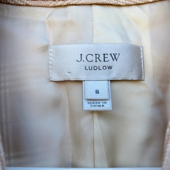 J. Crew Ludlow Plaid Ivory Peach Linen Blazer Jacket Size 8 - Picture 11 of 15